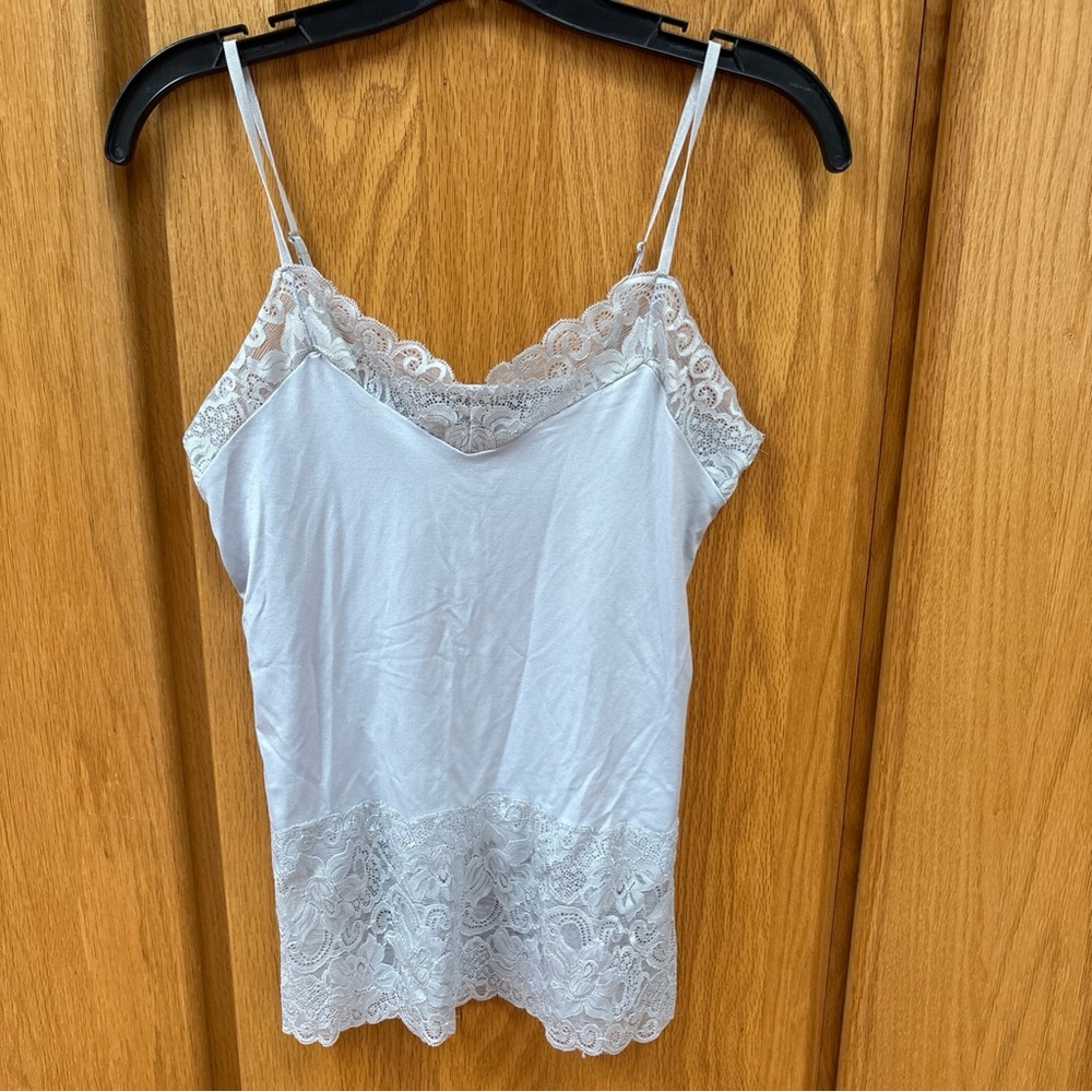 White House Black Market Wide Lace Cami Tank Gray S